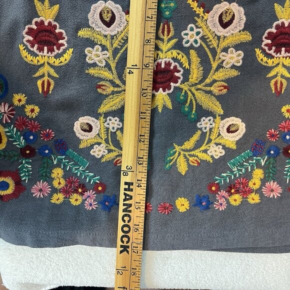 Umgee Grey Boho Floral Embroidered Mini Skirt Size Large NWT - Picture 10 of 11